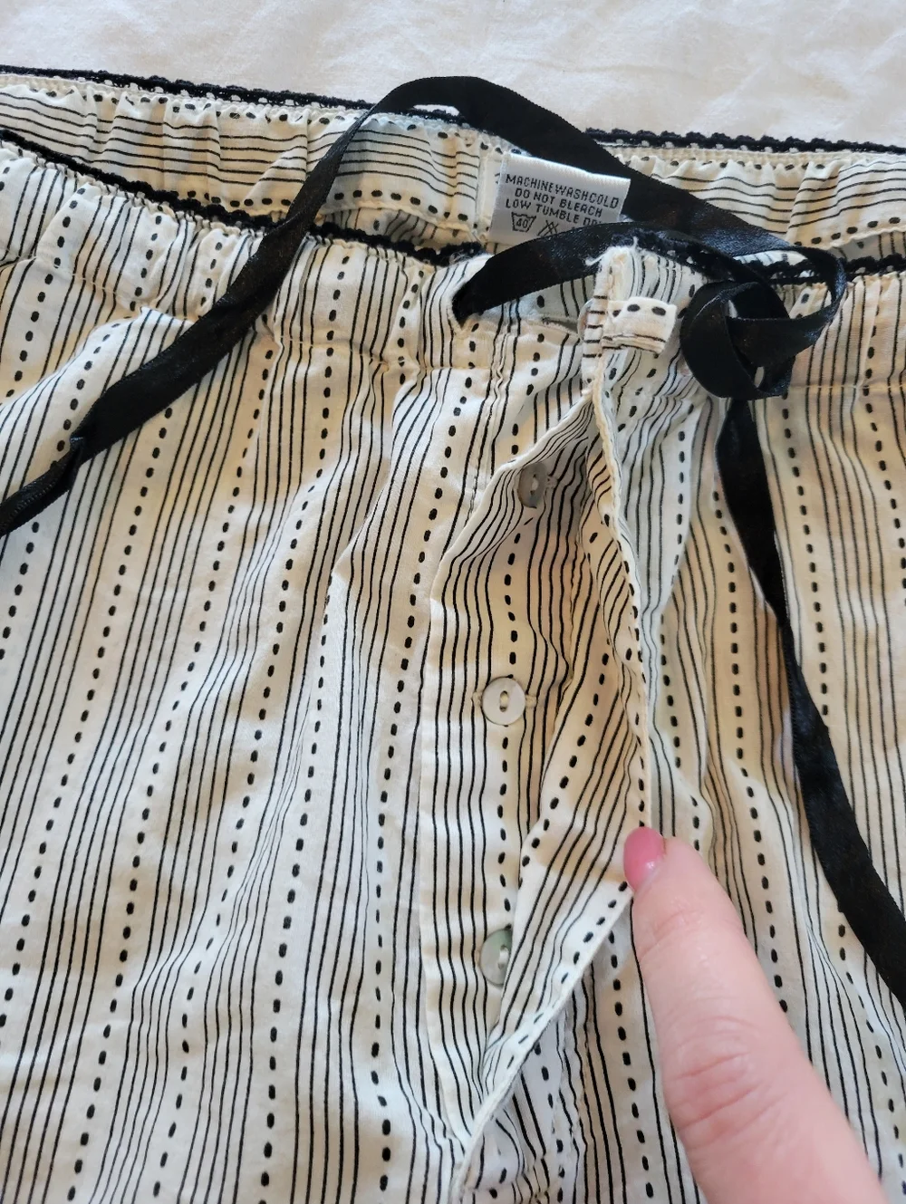 P.J. Salvage Cream & Black Striped Wide Leg Lounge Pants Size L 100% cotton - Picture 13 of 15